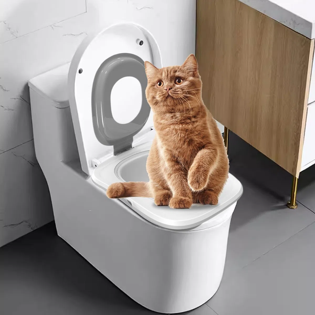 Kit Di Addestramento Per Toilette Per Gatti - Addestratore Per Toilette Per Gatti, Adattatore Per Sedile WC Portatile Per Gatti | Tappetino Per Gatti Riutilizzabile Con Sabbiera, Addestramento Al Vasi