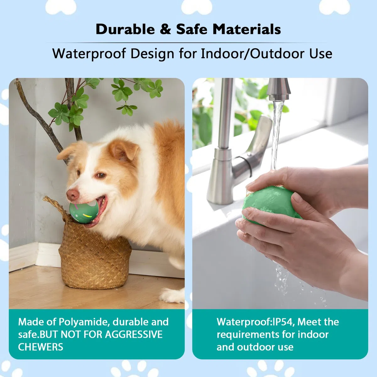 Petiepaw Giocattoli interattivi per cani, palla rotante automatica resistente per cuccioli/cani piccoli/medi, ricaricabili USB (verde)