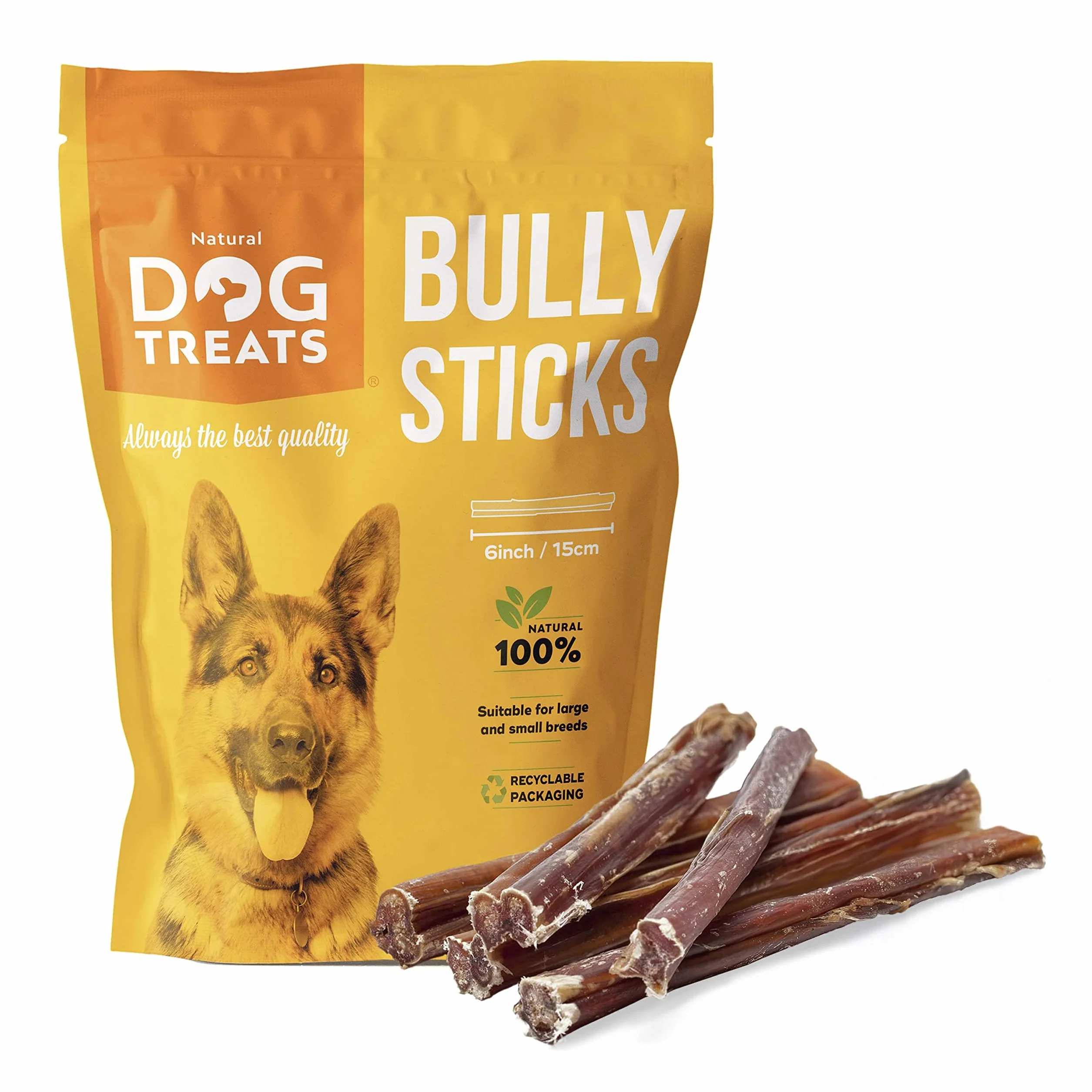 Natural Dog Treats - Bastoncini di Manzo per Cani - Nervo di Bue da Masticare - Snack 100% Naturali - 5 pezzi