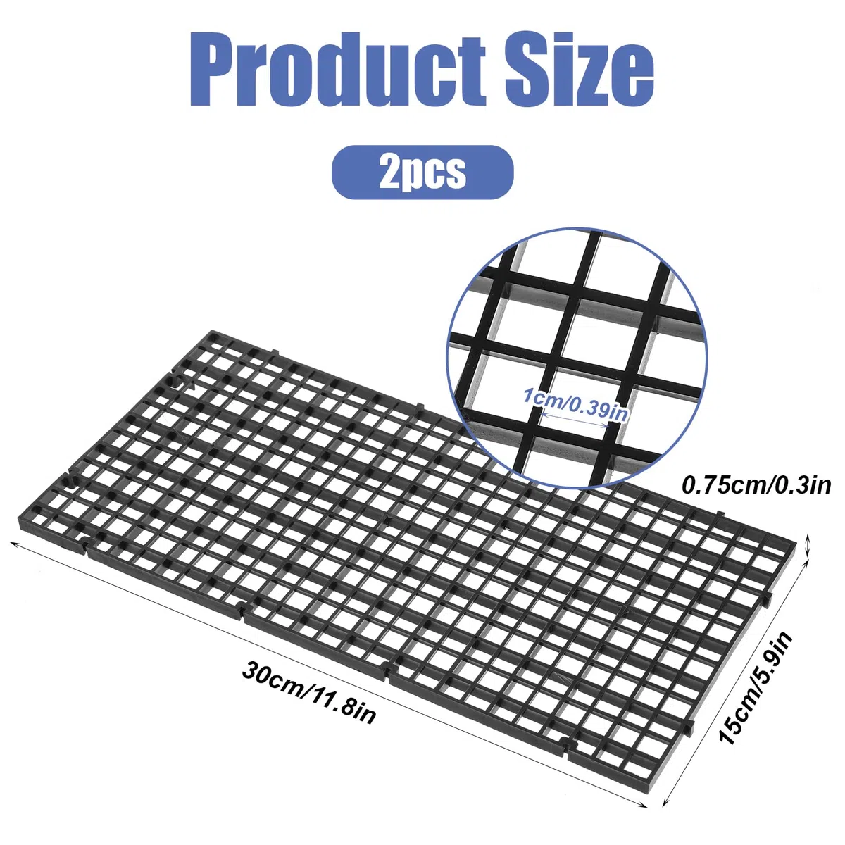 2 Pezzi 30 x 15 cm Divisori per Acquario, Griglia in Plastica per Isolamento, Filtrazione Fai da Te e Acquascaping (Nero)