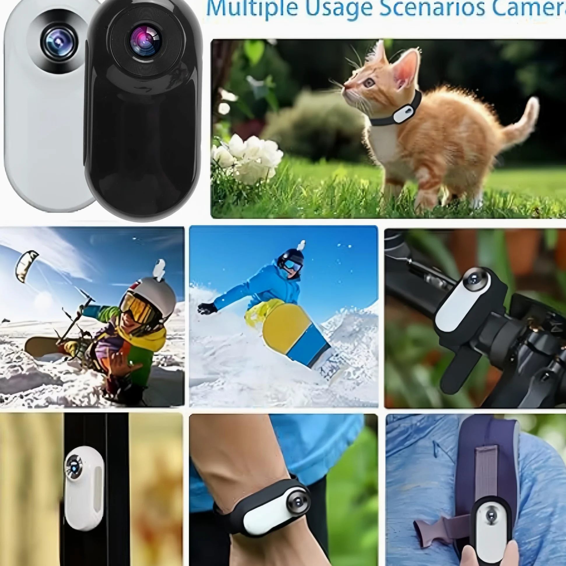 Sxhlseller Collare per Fotocamera per Gatti - Fotocamera per Collare per Cani da Compagnia Grandangolare da 170° con Schermo LCD da 0,96 Pollici, Fotocamera Multifunzionale per