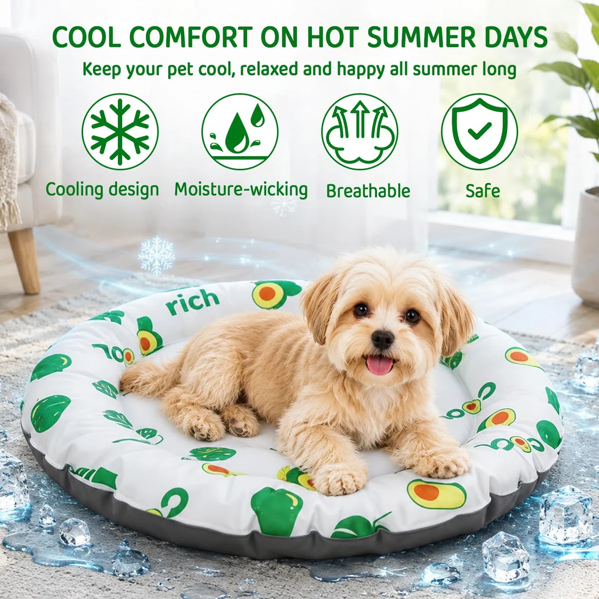 Tappetino Refrigerante Cani, 55 cm, Rotondo Tappetino Rinfrescante Cani, Gatti Tappeto Raffreddamento, Rotondo Tappeto Refrigerante Gatto,Cuscino Rinfrescante Cane e Gatti (Verde)