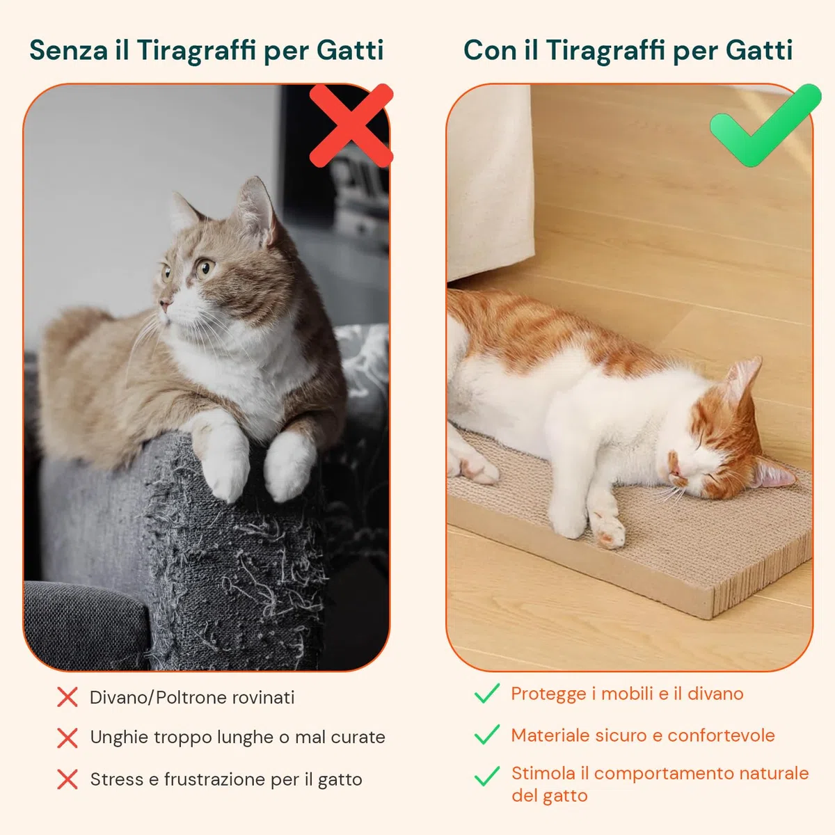Avilia - Tiragraffi per Gatti Set 5 Pz – Tiragraffi Cartone Ondulato Bifacciale Ultra-Compresso, Graffiatoio per Gatti Protezione Divano, Tiragraffi Cartone per Gatti 3 in 1 Atossico Riciclato