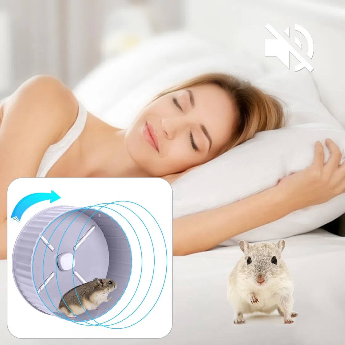 Ruota Criceto per l’Esercizio, Ruota da Corsa Silenziosa, Giocattoli per Criceti,Accessori Giochi Criceto,Silent Hamster Exercise Wheel per Porcellini d'India, Criceti Russi (grigio)