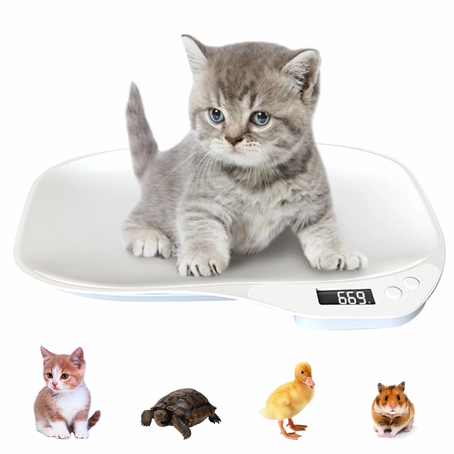 Bilancia per animali di piccola taglia, 15 kg (± 1 gram), bilancia digitale per gatti LCD con 4 modalità di pesatura (kg/oz/lb/ml), piccola bilancia digitale per animali domestici, cucina (36 x 26 cm