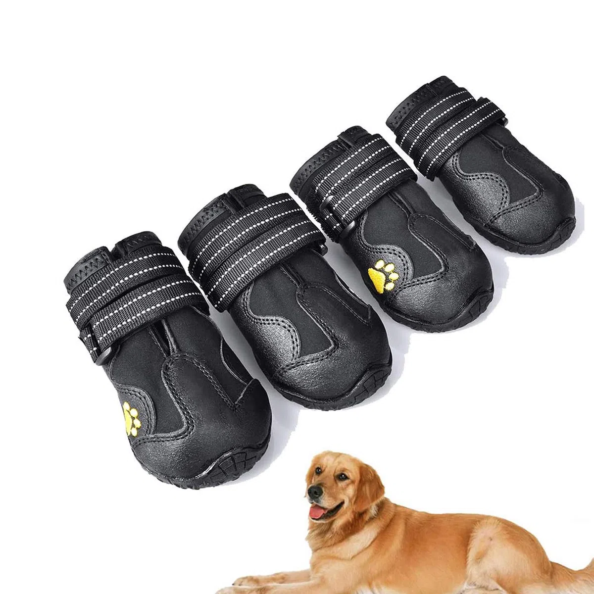 4 Pezzi Stivali per Cani,Scarpe Antiscivolo per Cani,Resistente Impermeabili con Cinghie Regolabili Riflettenti per Cani Media e Grande