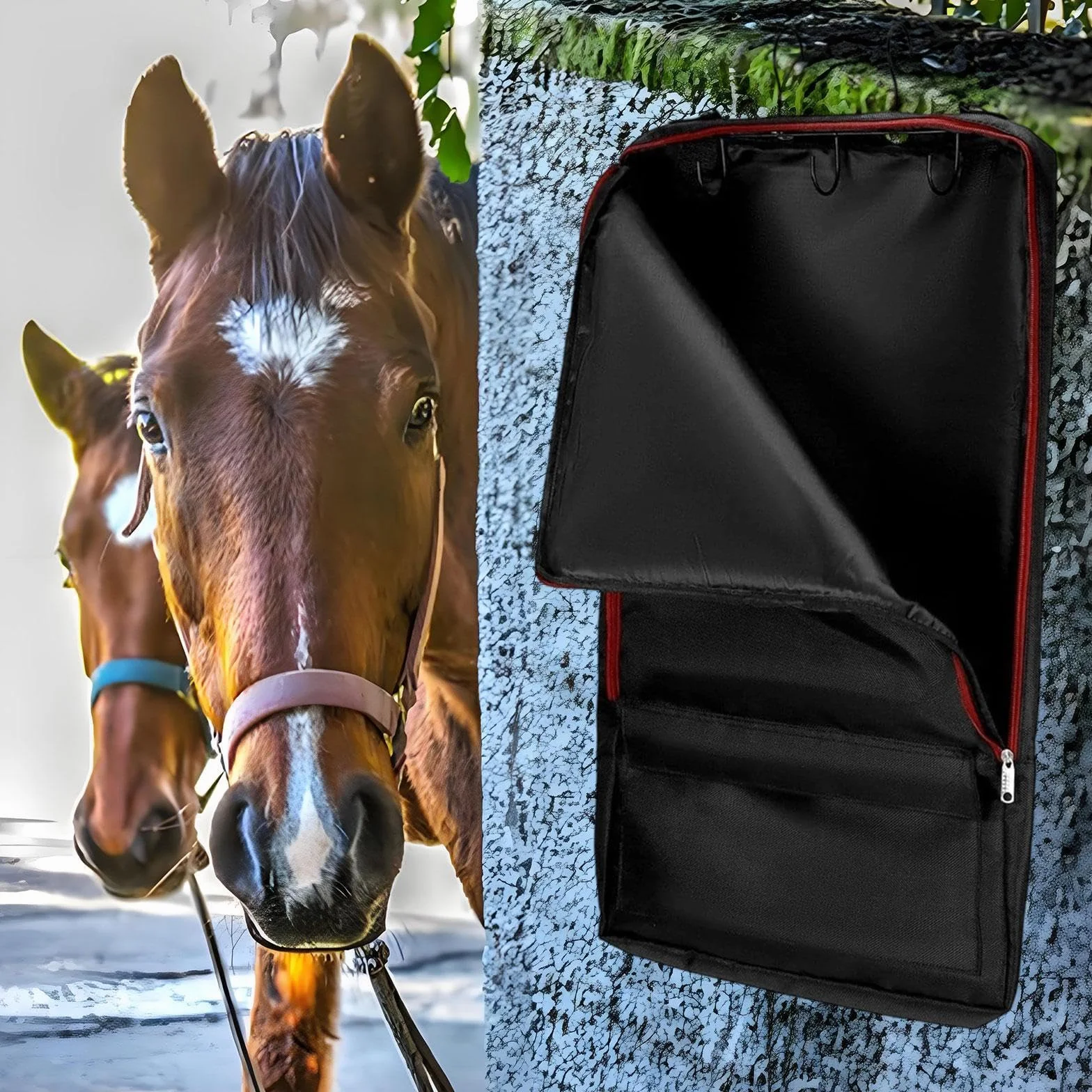 Baoblaze Borsa per briglie da Cavallo, Borsa per Il Trasporto di finimenti, portaoggetti con Ganci per Porte di Box e testiera