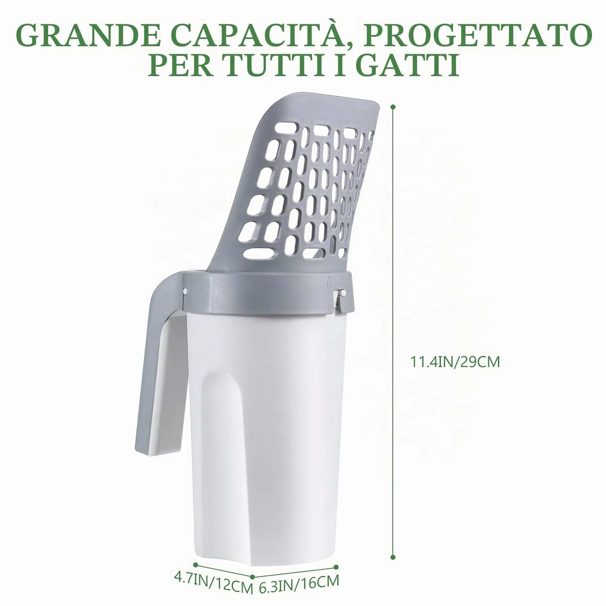 Petizer, paletta per lettiera per gatti con supporto, pala per lettiera per gatti, con contenitore per rifiuti, con sacchetto di ricarica da 90 pezzi (6 scatole da 15 sacchetti) gratuitamente