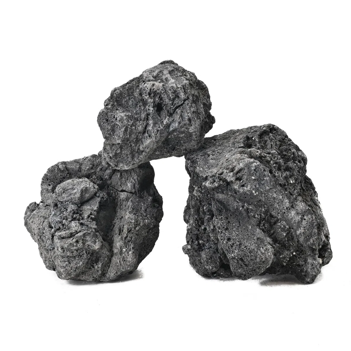 Rocce di Lava vulcanica Nera per Acquario, braciere, Bonsai e Piante grasse, Decorazione Giardino e Paesaggio, 2,25 kg (3 Pezzi 10–15 cm)