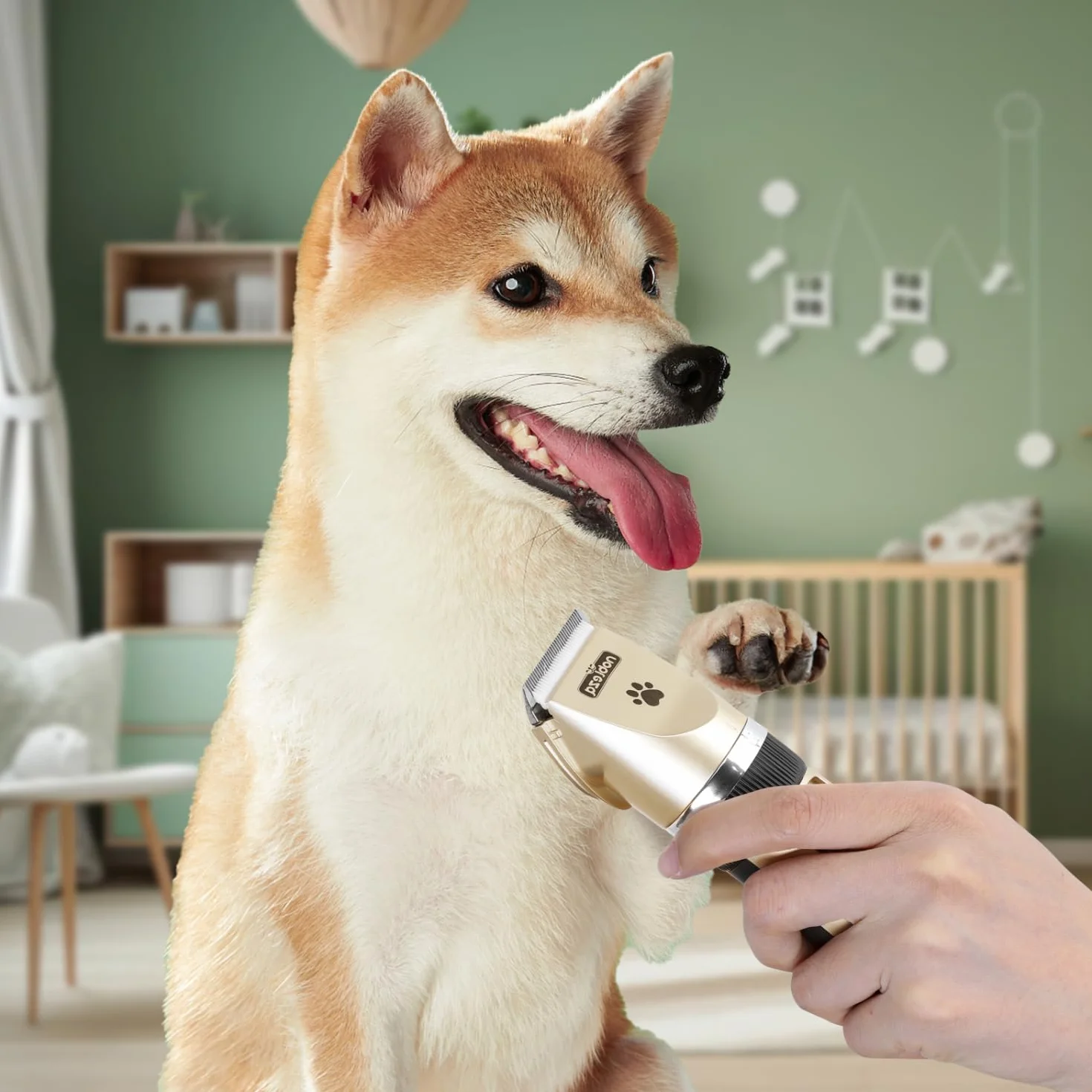 Nobleza - Tosatrice per Cani Kit Tosatrice per Cani Professionale Ricaricabile Grooming Clipper per Peli Spessi, Lunghi e Ricci, 2 Velocità Regolabili, Forbici e Pettine