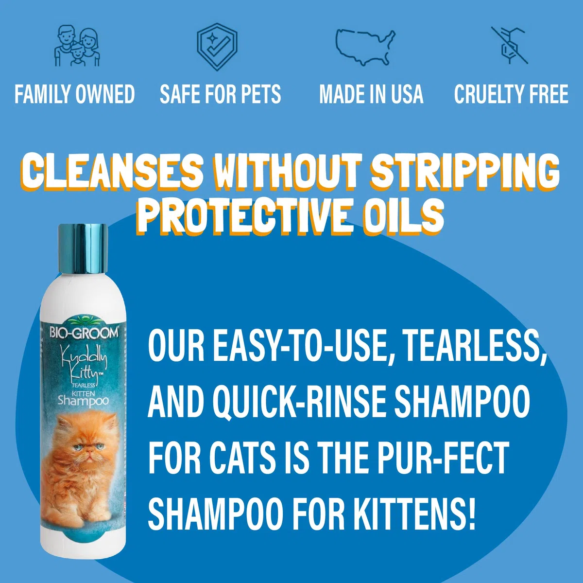 Bio-Groom CBB26008 Kuddly Kitty Shampoo For Cats And Kittens 240ml