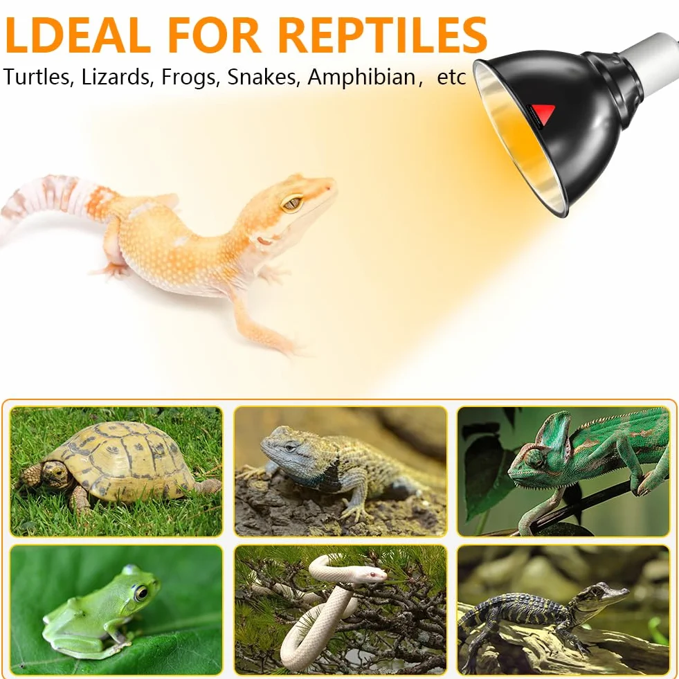 HOTUT Lampada Riscaldante Tartarughe Rettile, Lampada Riscaldante UVA UVB, Kit Illuminazione Tartaruga Acquario con Timer, Temperatura Regolabile, per Tartaruga Serpente Lucertola Cacatua Camaleonte