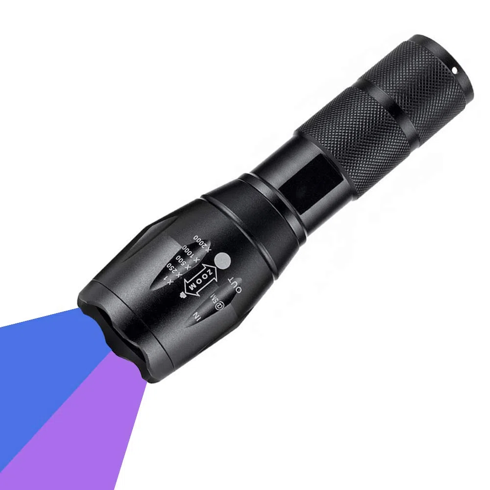 Torcia UV, 365nm e 395nm UV Torcia a Raggi Ultravioletti Zoom Capace Blacklight Doppia Sorgente UV Rilevatore di Urina per Animali Domestici Verifica dei Documenti Scorpioni Arte Fotografia