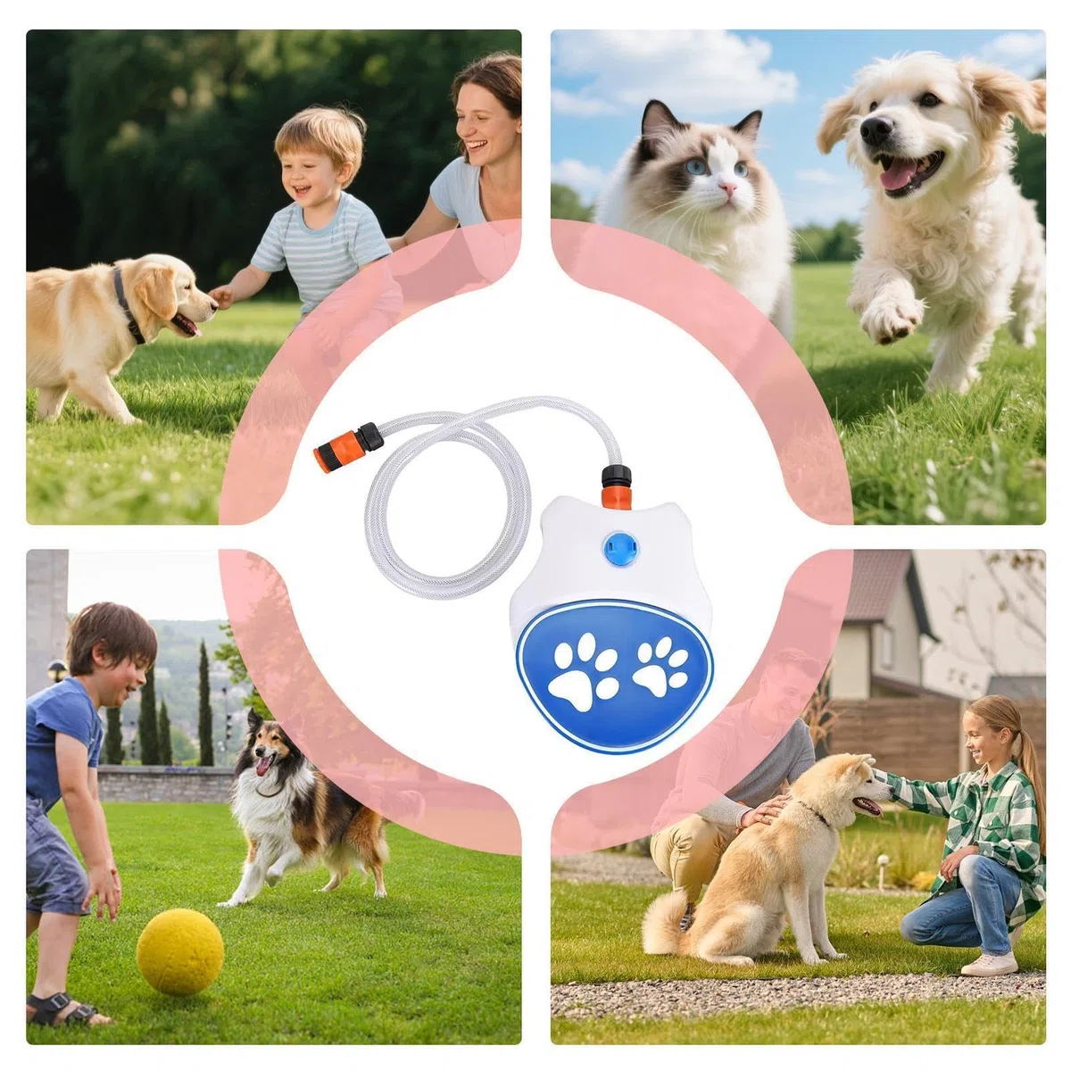 Irrigatore Per Cani Attivato Con La | Dispenser D'Abbeveraggio Per Animali Con Tubo Da 1,62 m - Irrigatore Per Cani Attivato Con La - Esterno Giardino Prato Balcone Estate Calda