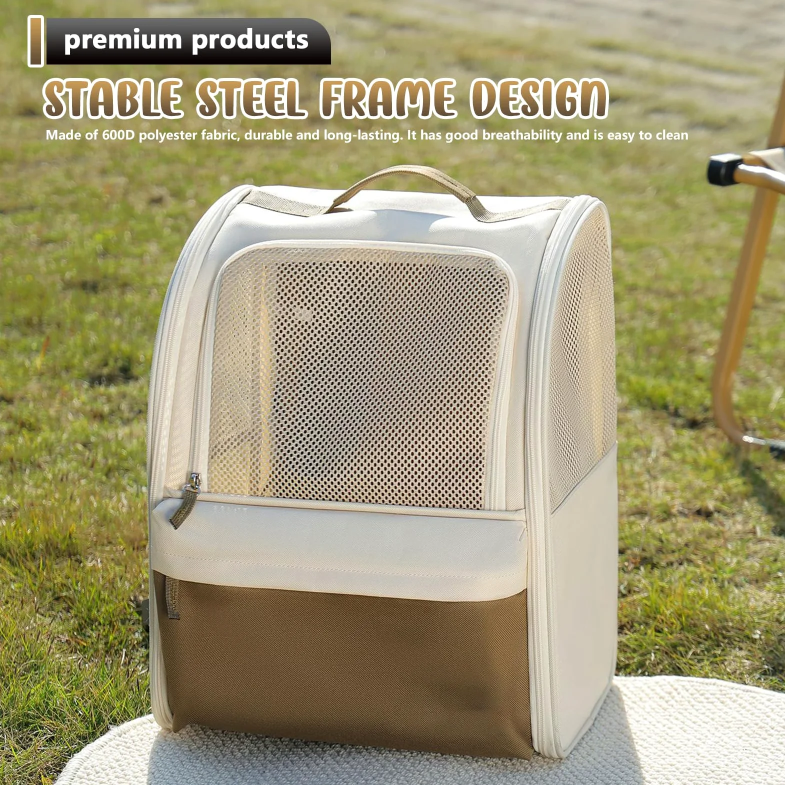 Zaino per animali domestici con finestra a rete, impermeabile 600D Oxford, zaino per cani e gatti, borsa per gatti portatile e pieghevole, borsa per cani traspirante e leggera da viaggio