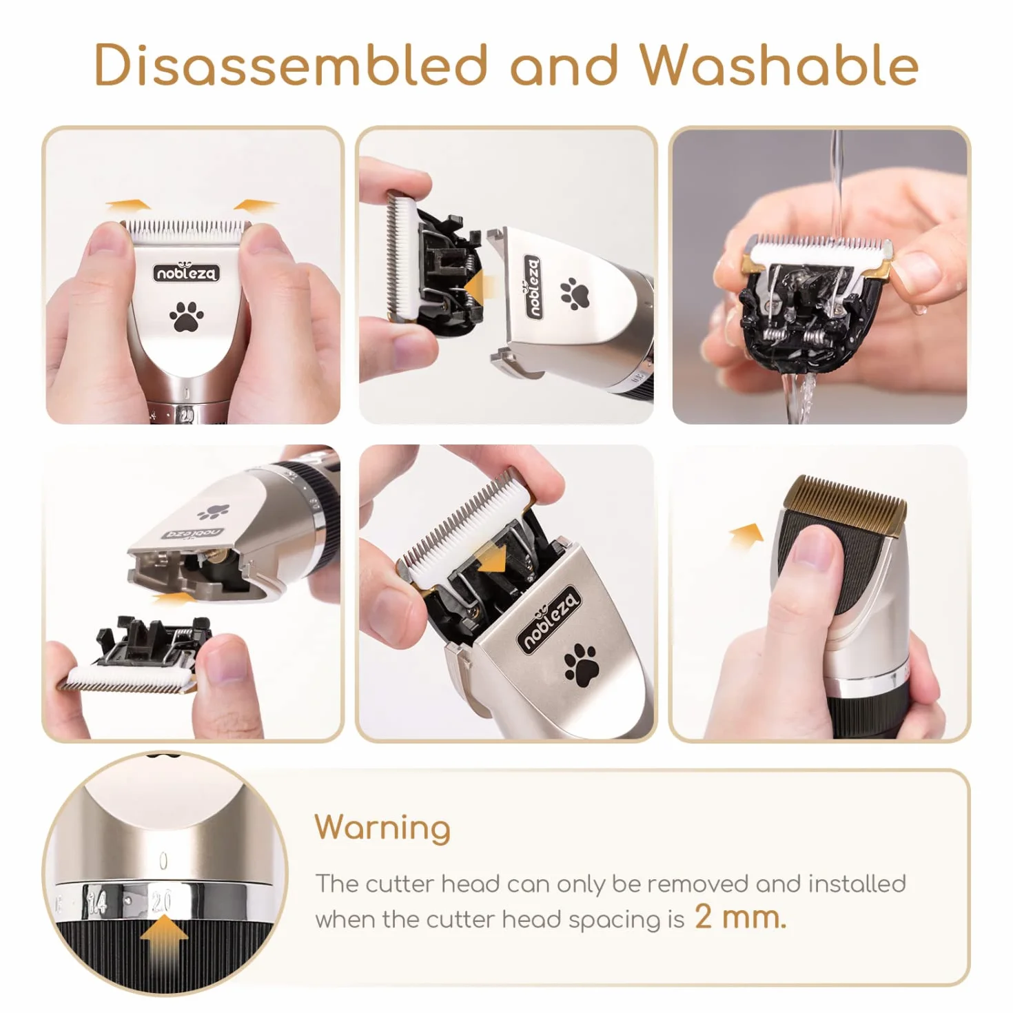 Nobleza Tosatrice per Cani Kit Professionale Toelettatura Gatti Animali Pet Tosatore Clipper Ricaricabile Grooming Clipper Lungo Capelli Corti, Capelli Ricci