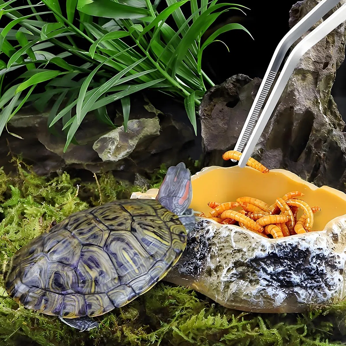 2 pinzette extra lunghe in acciaio inox per acquario da 38 cm / 15 pollici pinze per nutrire i rettili pinzette dritte/curve antiscivolo con borsa portaoggetti