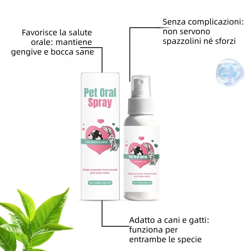 MEIION Codallma Spray per la Cura Dentale per Cani e Gatti - Pulizia Denti Gengive, Rimuove Placca, Rinfresca Alito