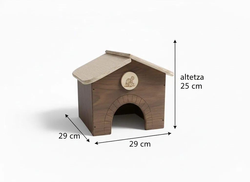 Casetta per tartarughe di terra ricco porcellini d'india in legno multistrato terrario senza fondo ricorevo casa chalet villetta gabbia terrario rettili serpenti 30x30x23 (Noce Porcellino D'india)