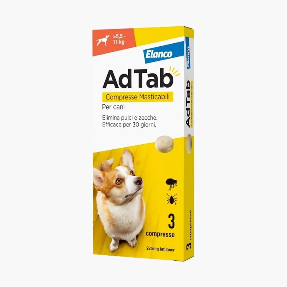 Antiparassitario Compresse Masticabili Per Cane Cani Dog Da 5,5 A 11 Kg. Formato 3 Compresse