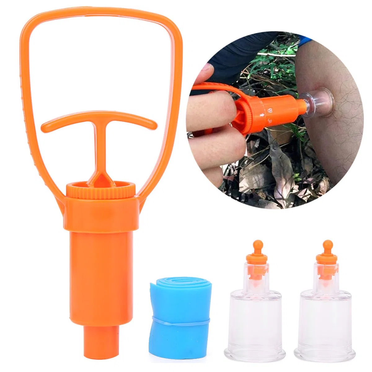 Pompa a Vuoto per Estrattore di Morsi di Serpente, Rimuove Rapidamente i Veleni, Strumento di Emergenza per Campeggio, attività All'aperto, Materiale ABS, Arancione, 12,5 X 6 X 3