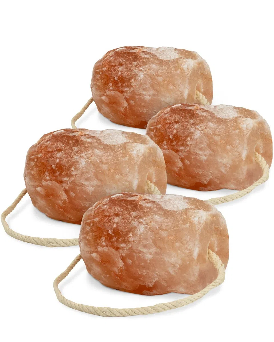 Pietre di sale di alta qualità "cristallo di rocca", 4 pietre con cordoncino, per un totale di circa 12 kg, per cavalli, pecore, bovini, selvaggina, sale di bestiame – pietra minerale – pietra
