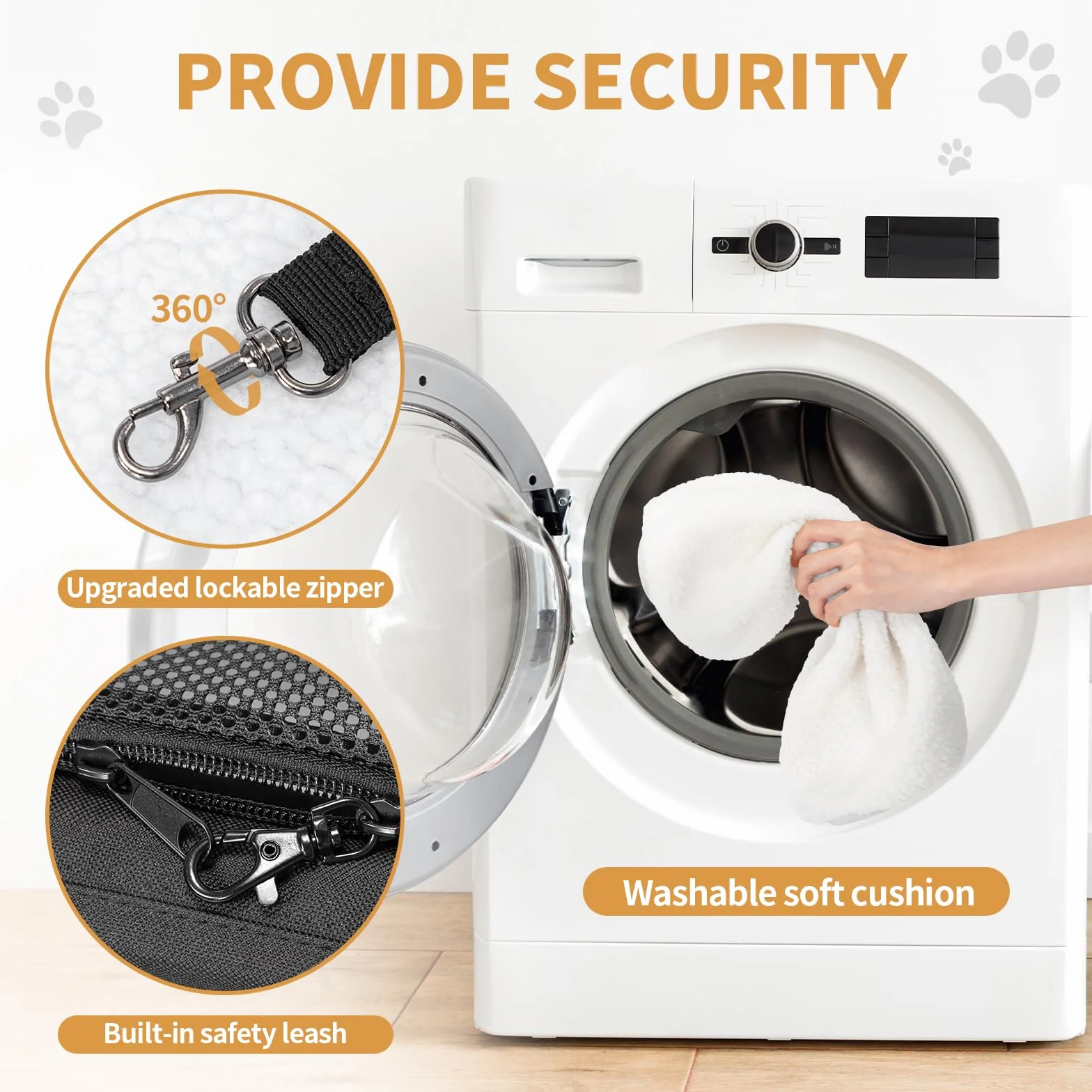 Petsfit Trasportino per Cani Lavabile, Trasportino Gatto Grande da Viaggio in auto/treno/aereo, S/Nero