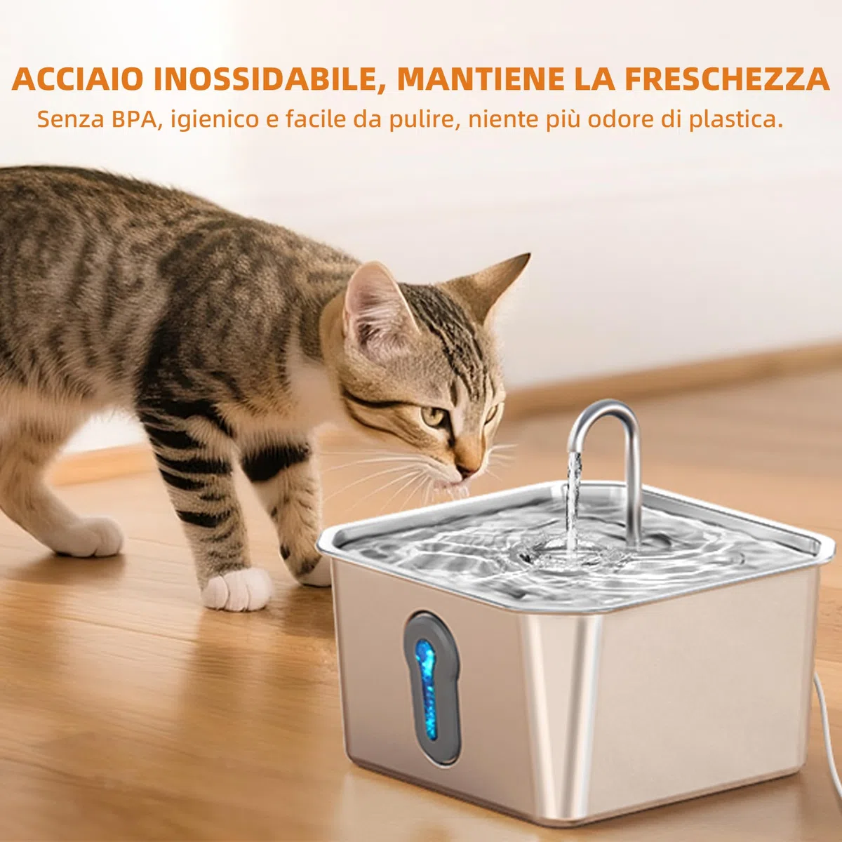 4L Fontanella per Gatti Acciaio con 3 Filtri Fontana Per Animali Domestici Per Gatti Animali Domestici Da Interno Cani Piccoli Animali Distributore Automatico Di Acqua Per Cani