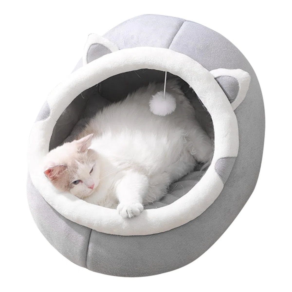 Cuccia per Gatti – Casetta per Gatti con gomitolo di Pelliccia sospeso|Comoda casetta per Gatti per Interni|Graziose cucce per Cani di Taglia Media con Cuscino Imbottito Rimovibile Lavabile