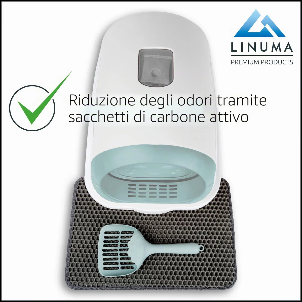 Lettiera per gatti con tappetino per lettiera e pala per gatti, lettiera per gatti, lettiera con coperchio, lettiera per gatti e gatti, colore: verde menta