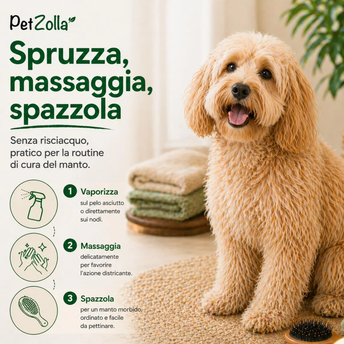 Spray districante sciogli nodi pelo cane 300 ml, Districante Pelo Cane con Olio di Neem Bio, Argan e Timo, protegge nutre ed igienizza, delicato ed efficacie, Made in Italy