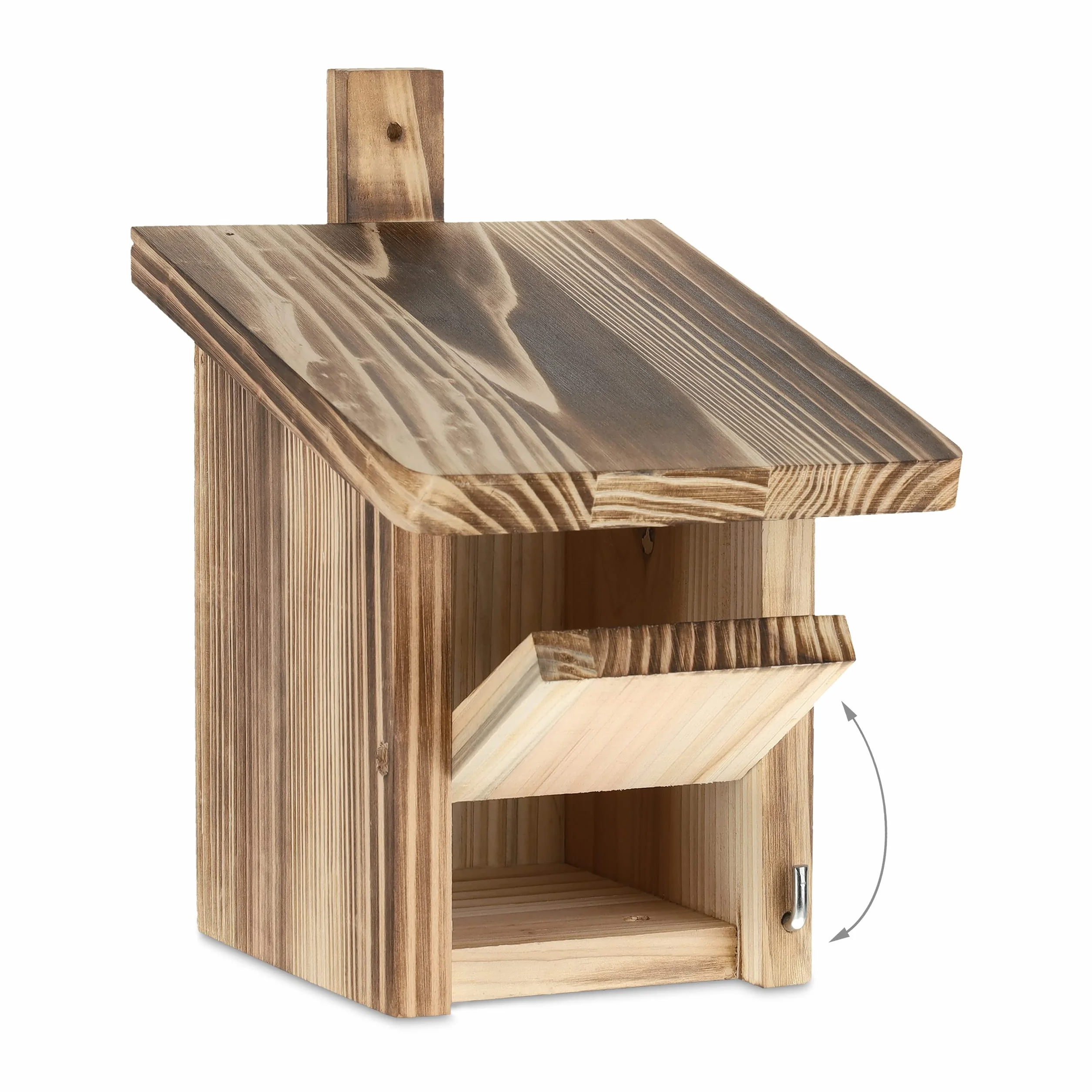 Relaxdays Casetta per Uccelli, Nido in Legno d'Abete, da Appendere, Effetto Bruciato, Foro d'Ingresso 65x95 mm, Naturale