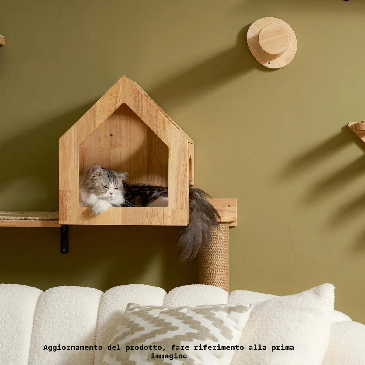 FUKUMARU Cuccia per Gatti da Parete in Legno di Betulla, 39x30x46 cm, Mobili da Parete per Gatti Multifunzionale, Design Elegante, Fai-da-Te