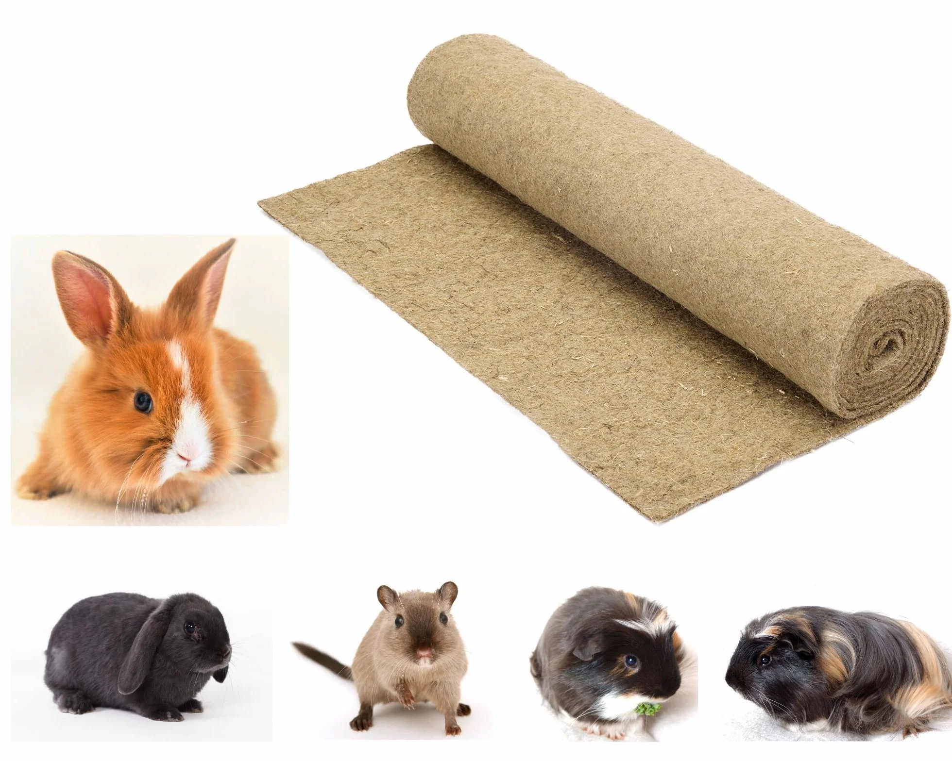 La cordeline Tappeto Lettiera Canapa per roditori 50 cm x 2 m - per conigli, porcellino d'India.., naturale