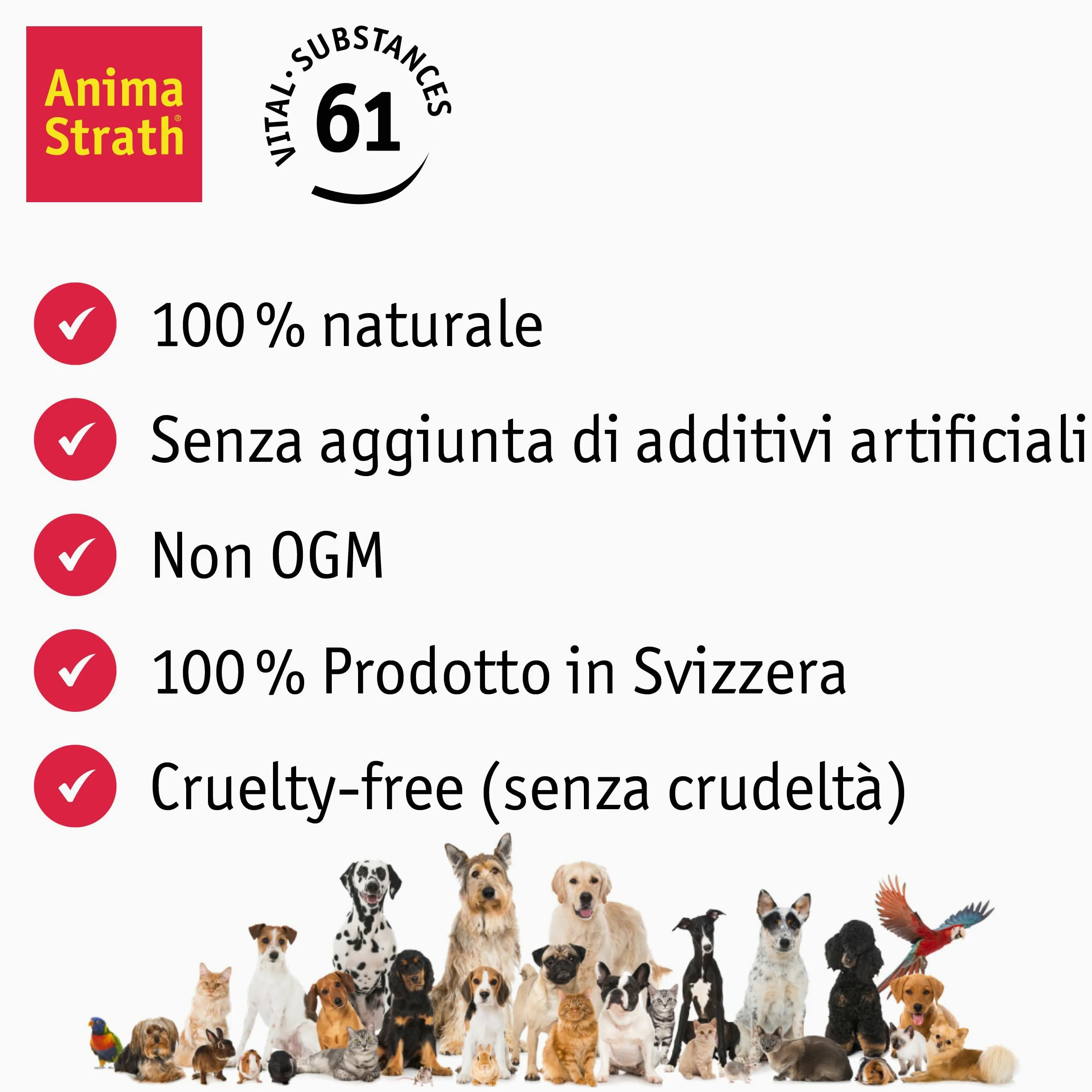 Anima Strath Integratore Tavolette per Cani - (80 Compresse) 61 Nutrienti, Vitamine, Minerali, Aminoacidi, Integratore Naturale per il Sistema Immunitario e la Digestione.