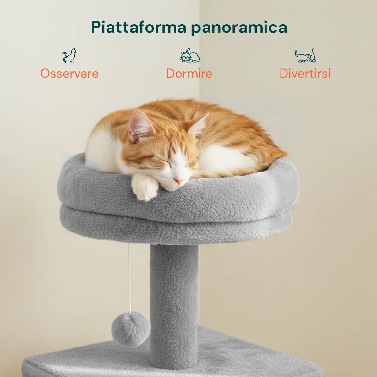 Avilia Albero Tiragraffi per Gatti 92 cm con Cuccia Chiusa e Piattaforme Multilivello – Colonna Sisal Naturale e Scala Integrata, Ideale come Trespolo per Gatti e Giochi in Casa (40x35x92 cm)