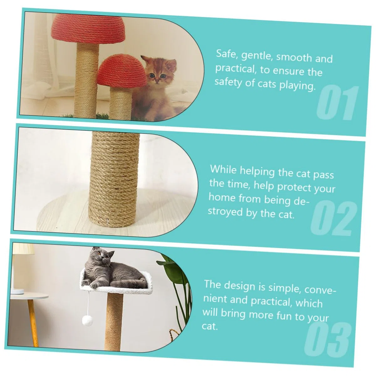 Tiragraffi per Gatti Colonna di Arrampicata Fai da Te in Legno Resistente 6Cm X 40Cm Ricambio per Albero Tiragraffi Protezione Casa per Gatti