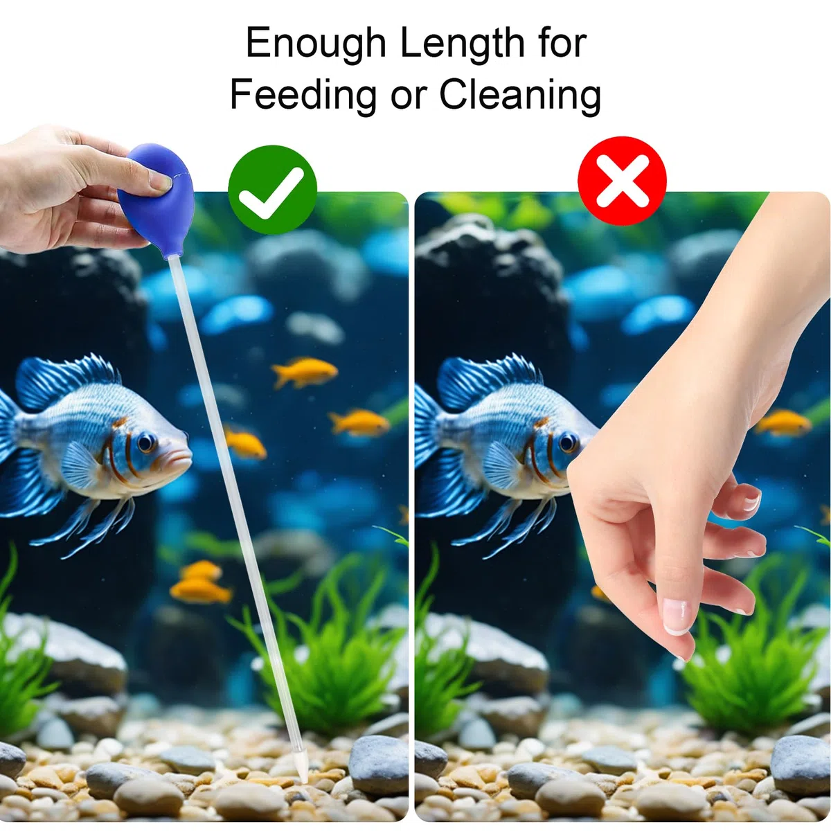 2 Pezzi Sifone Acquario, Pompa Acqua Manuale, Coral Feeder, Riutilizzabile, Cambia Acqua per Acquari, Accessori Acquario per La Pulizia Dell'acquario, L'alimentazione (45 CM)