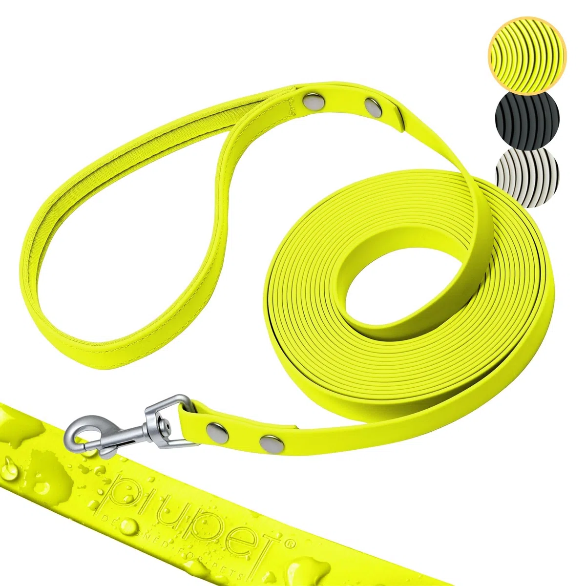 PiuPet® Guinzaglio Addestramento 5m I 10m I 20m I Idrorepellente I Allungabile I Per Cani Taglia Grande I Lunghina | Giallo Neon