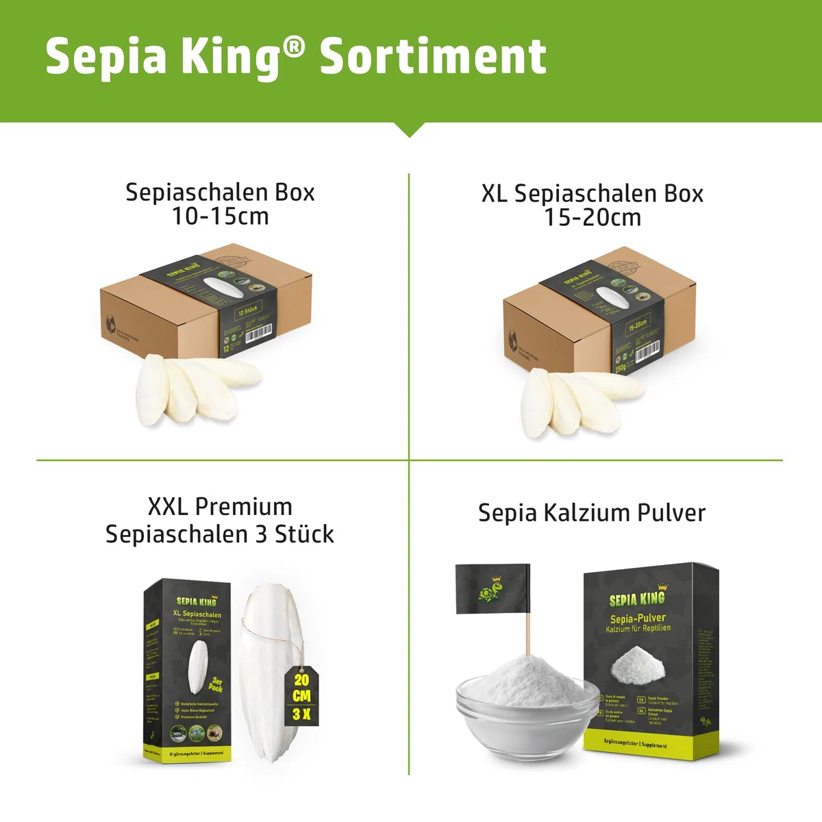 Sepia King Seppiaschalen Premium XL, confezione risparmio da 250 g, ciotole Seppia – ottimale calcio e vitamine – cibo, mangime per rettili, tartarughe, barbagami, uccelli – accessori per terrario