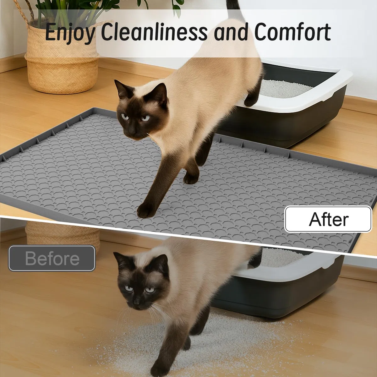 Tappetino in silicone per lettiera per gatti grande 86cm x 56cm,tappetino per gatti per lettiera, antiscivolo e impermeabile, bordi rialzati