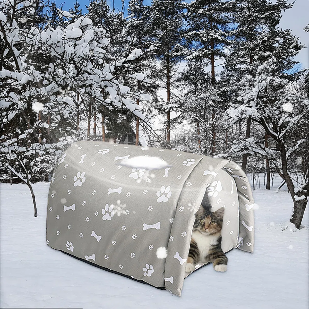 Casetta per Gatti per Esterni Tenda Impermeabile per Gatto Randagio,Cuccia per Cani da Esterno Calda,Lavabile,Resistente Alle Intemperie,per Animali Domestici Randagi 42x31x28cm
