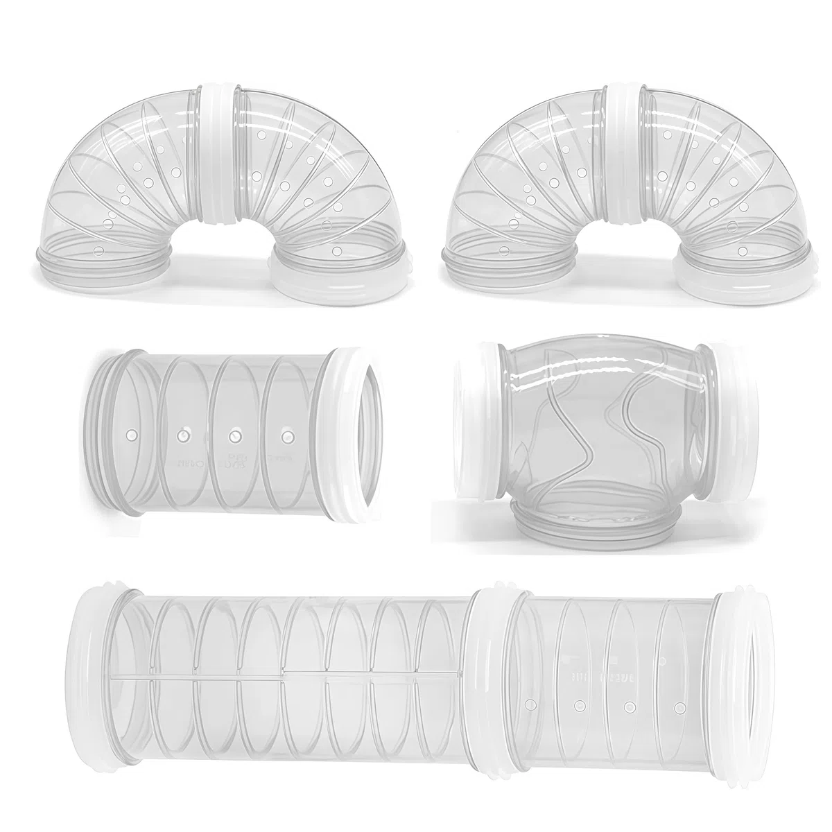 VASANA Set Tubo Esterno Trasparente per Criceto - 8 Pezzi Accessori Gabbia Giocattolo Fai Da Te - Collegamento Creativo Tunnel Traccia