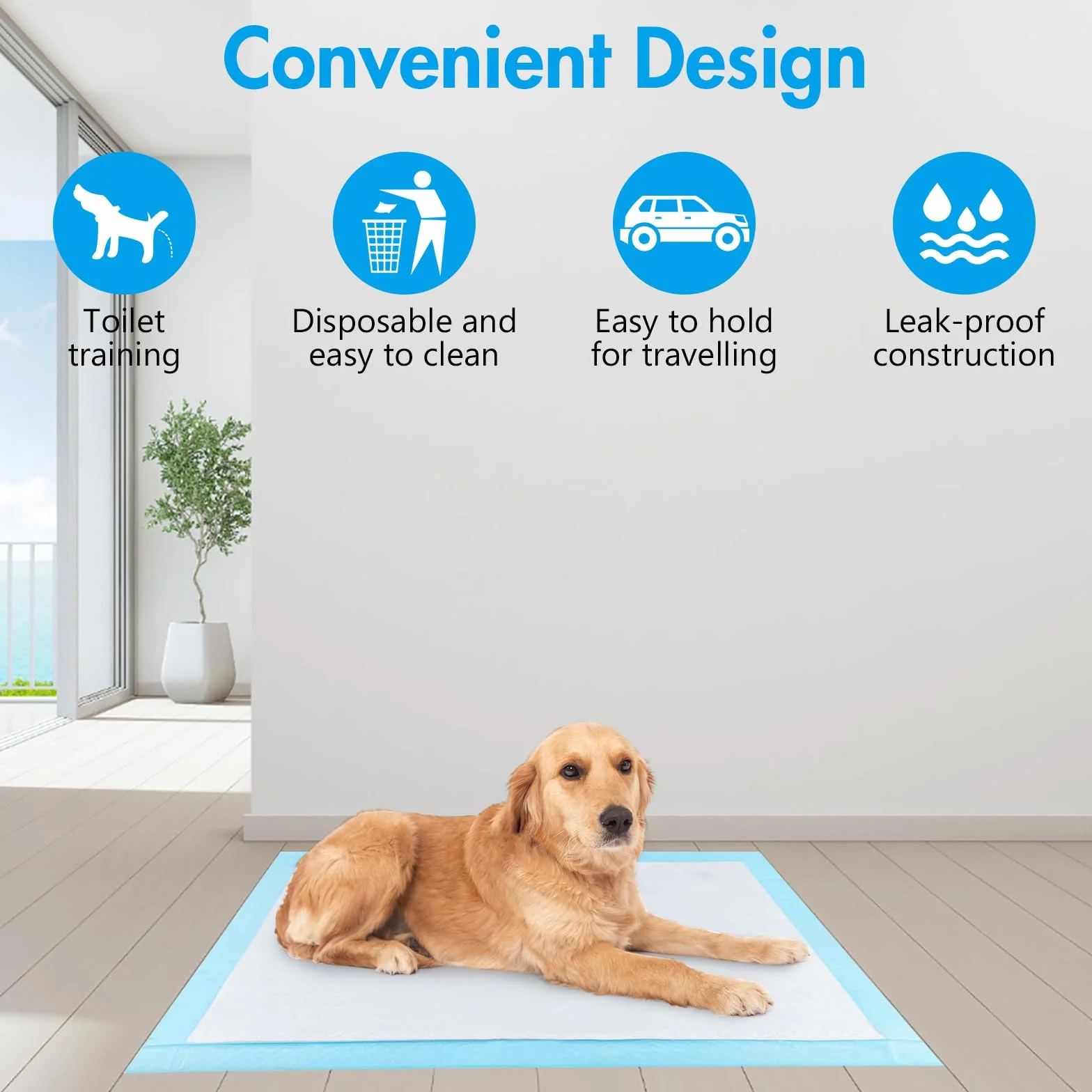 60 Pezzi Tappetini Igienici per Cani, 90 x 60cm Traverse Cani, 5 Strati Tappetini Assorbenti per Cani, Tappetini Cane Superficie ad Asciugatura Rapida