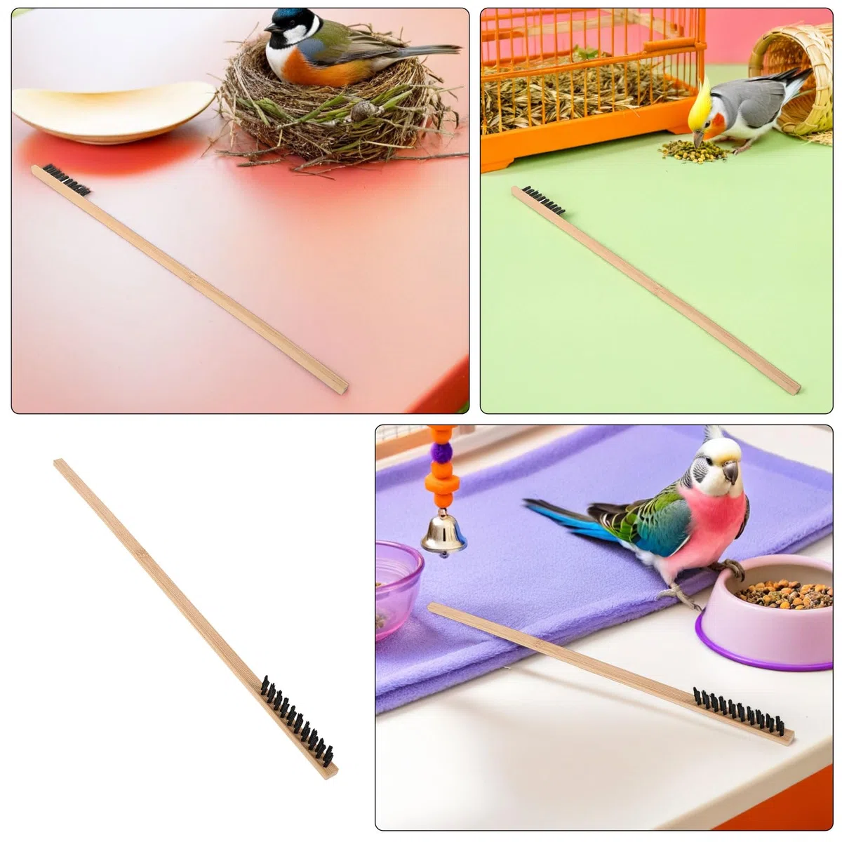 SUPVOX Set 8 Pezzi Spazzole per Pulizia Gabbie Uccelli Paletta per Lettiera, Strumento Rimozione Escrementi Piccoli Animali, Accessori per Habitat Pulito Parrocchetti e Conigli