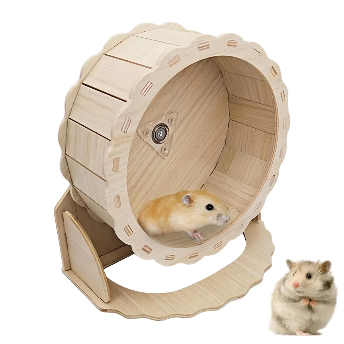 Ruota in legno, 23 cm, per criceti e piccoli animali domestici, silenziosa, in legno, per criceti nani, gerbilli, topi, giocattolo per piccoli animali