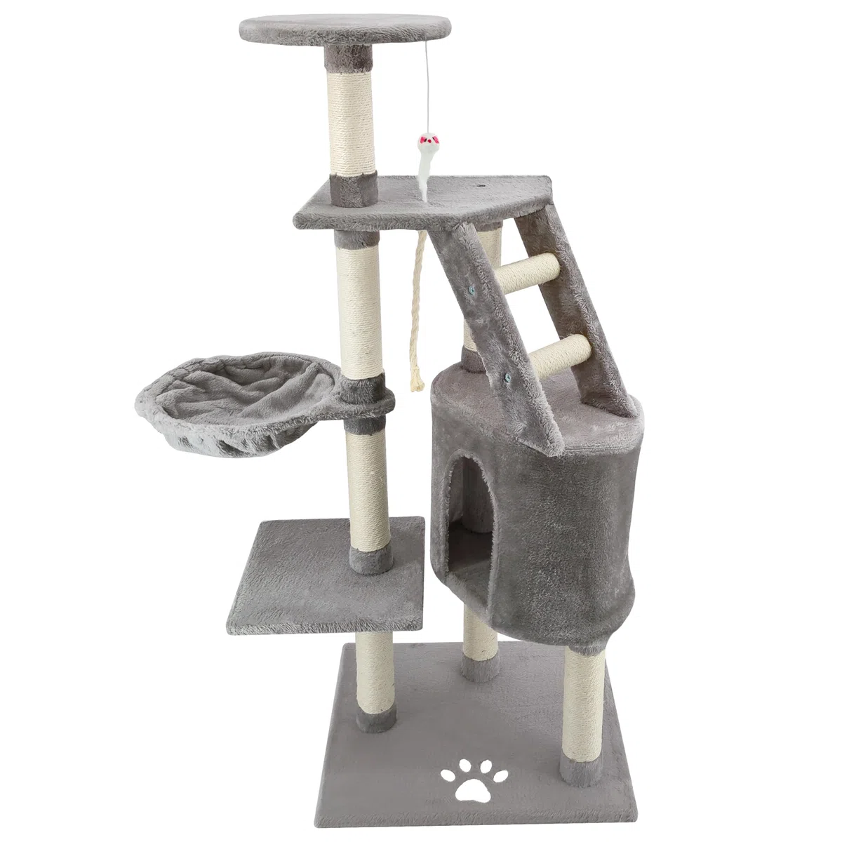 Beltom® TIRAGRAFFI per Gatto 120 CM Gioco Parco Giochi Cuccia Gatti GRAFFIATOIO SISAL Albero CUCCE Tira GRAFFIO Palestra - Grigio