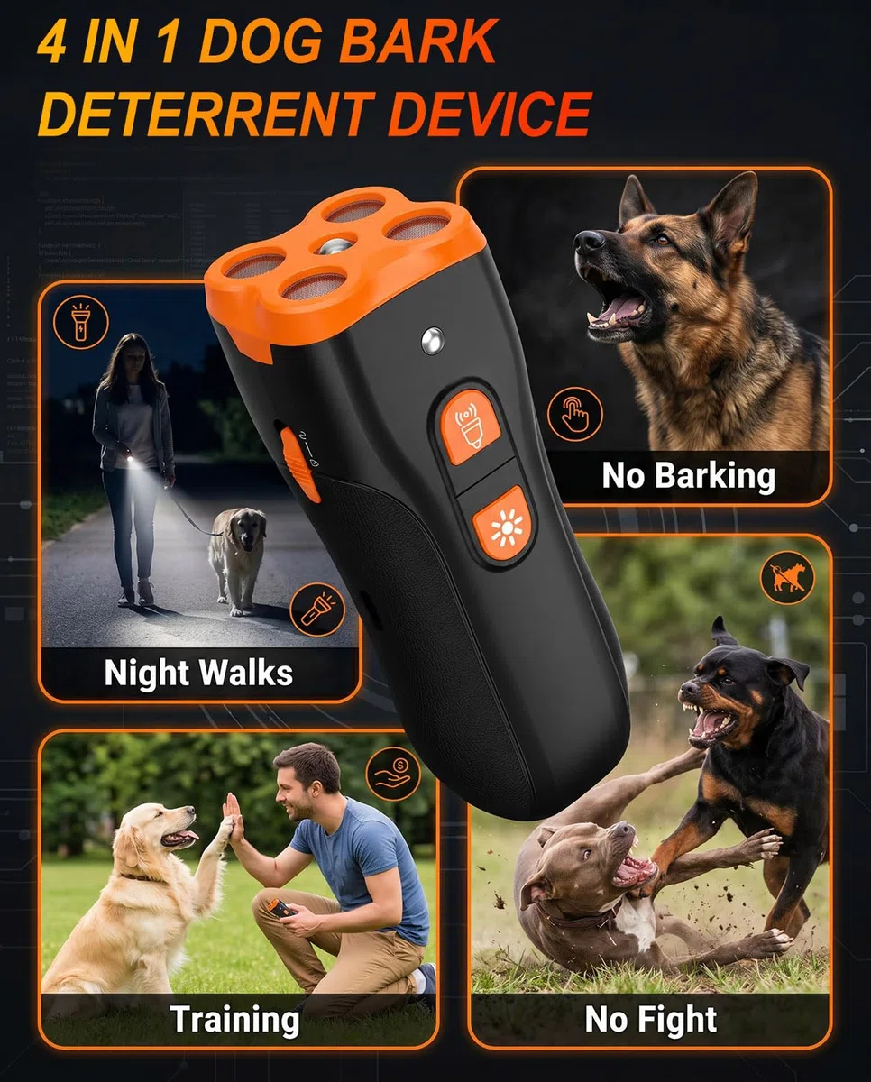 Dispositivo Antabbaiati per Cani, Dispositivo Sicuro a Ultrasuoni per Controllare l'Abbaiare, Addestratore Canino Ricaricabile Rapido e Portatile, Silenziatore Efficace per Interno Esterno (Orange)