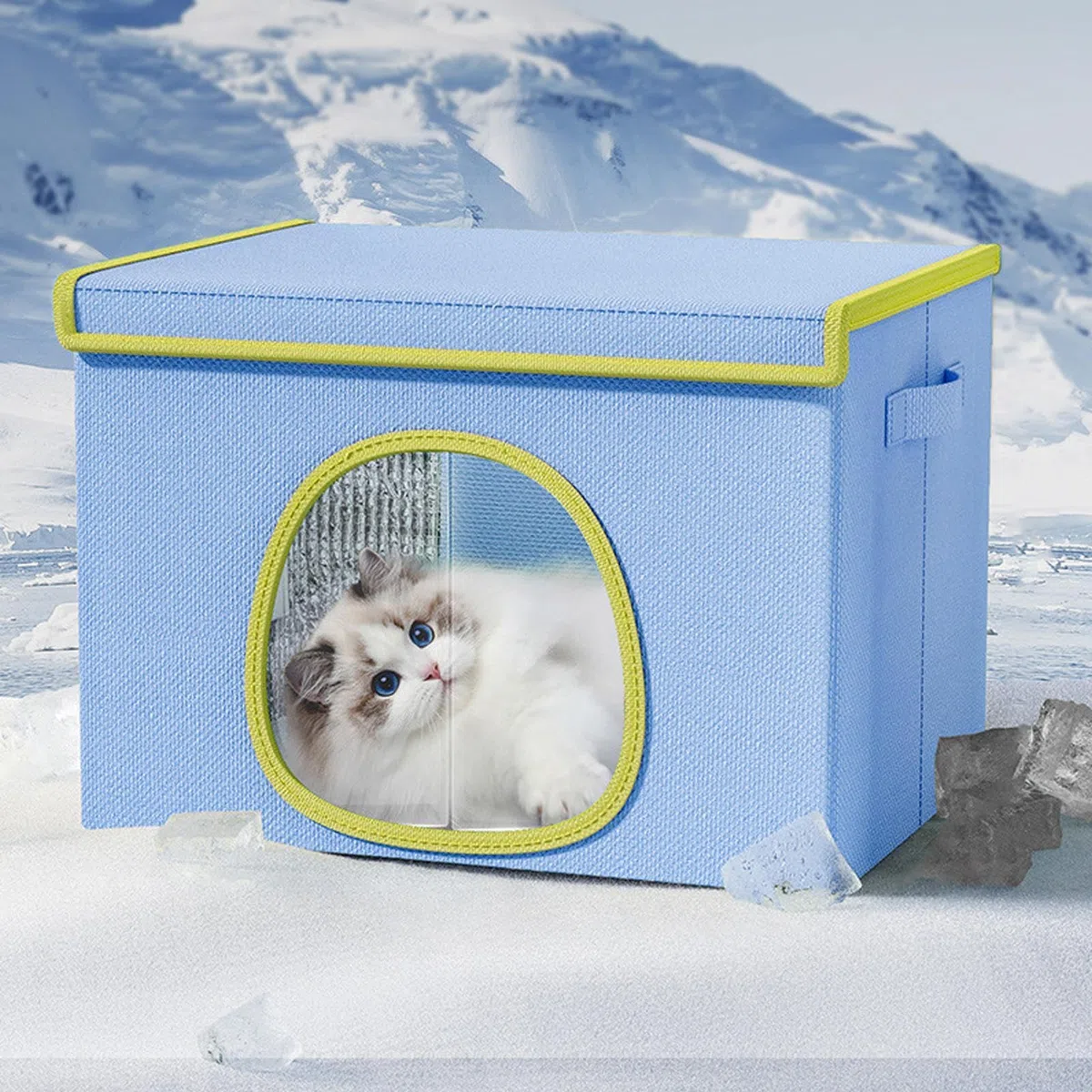 Genérico Casa rinfrescante per gatti in estate, con 6 confezioni di ghiaccio, rifugio fresco per cani, genitori, animali domestici, addestratori, amanti degli animali, ufficio, camera da