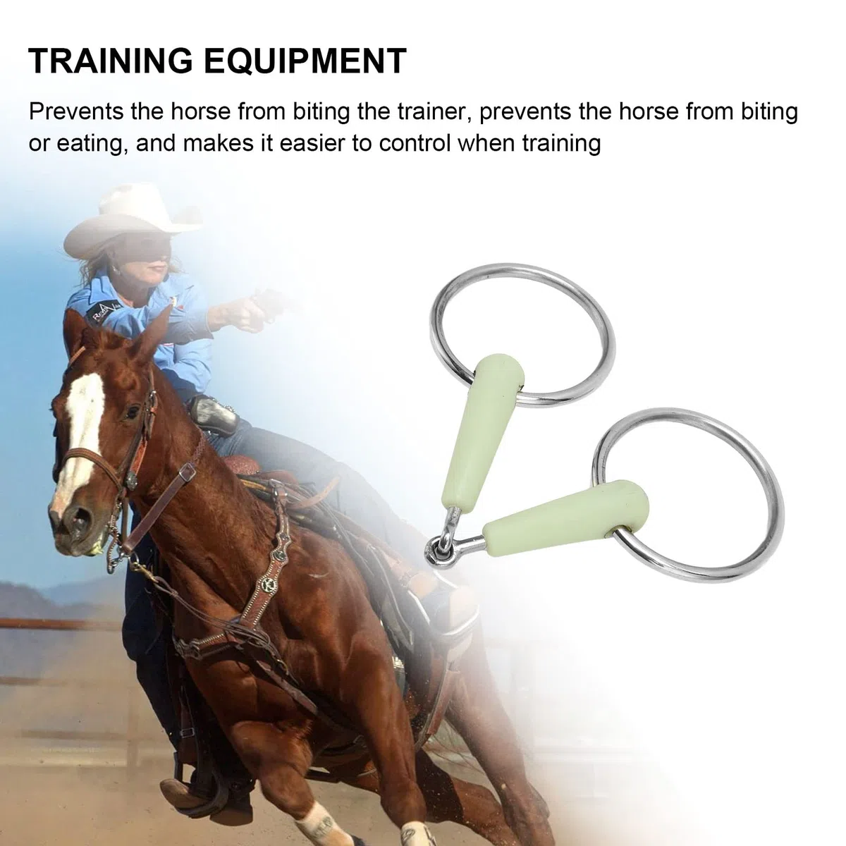 Luqeeg Filetto per Cavallo Avvolto in Gomma in Acciaio Inossidabile, Sapore di Mela, per Bocca di Cavallo Ad Sciolto Professionale per Allenamento, Equitazione